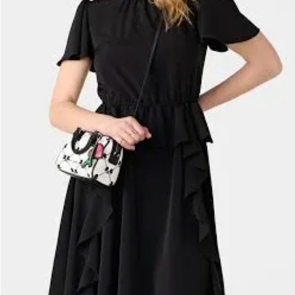 NWT - Karl Lagerfeld Silky Crepe Midi Peplum Dress - Size 10 - Picture 2 of 5